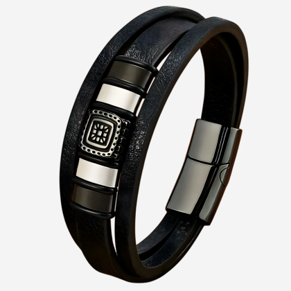 Brățară din piele TYO Black Square BR3