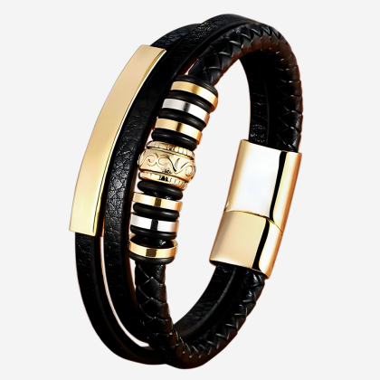 Кожаный браслет TYO Golden Stone BR32