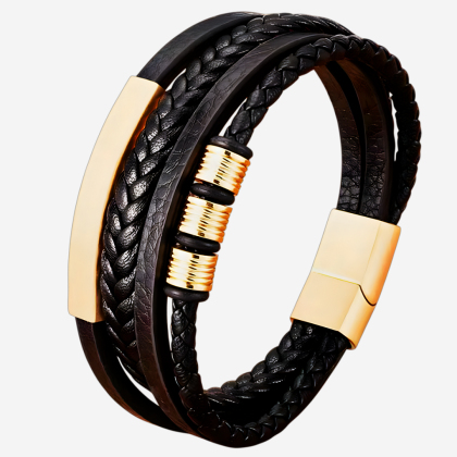 Кожаный браслет TYO Golden Rings BR1