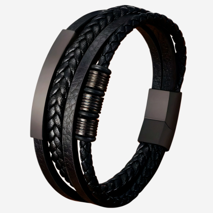 Brățară din piele TYO Black Rings BR2