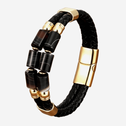 Brățară din piele Dark Beads XQNI BR37