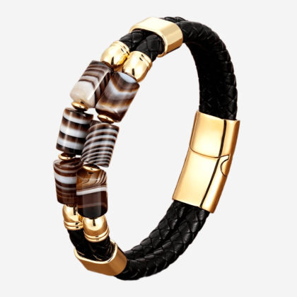 Brățară din piele Light Beads XQNI BR53