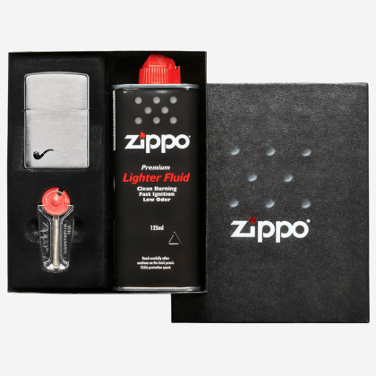 Подарочный набор Zippo Pipe Brushed Chrome