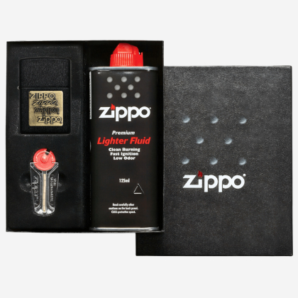 Set cadou Black Crackle Gold Zippo Logo