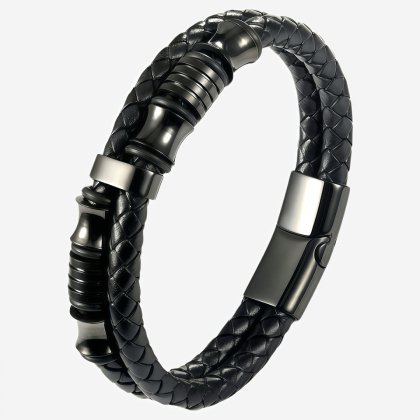 Brățară din piele Black Rings XQNI BR64