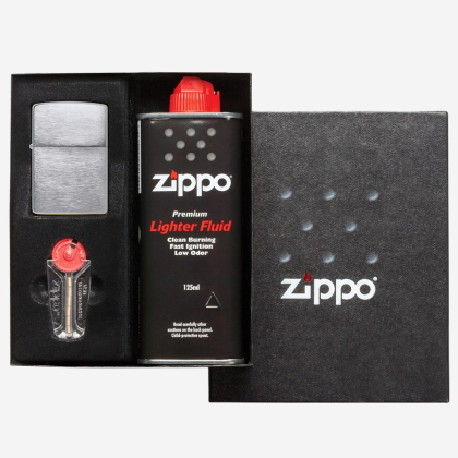 Set cadou Zippo Brushed Finish Chrome