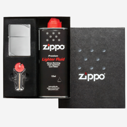 Set cadou Zippo High Polish Chrome Vintage
