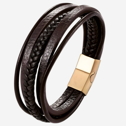 Кожаный браслет TYO Brown Braided BR73 (23 см)