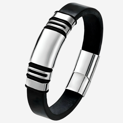 Brățară din piele TYO BR81 Silver (21,5 cm)