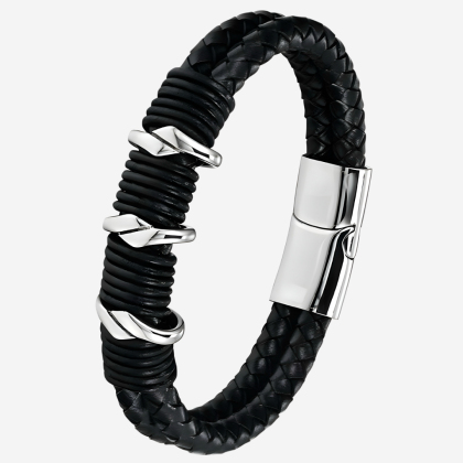 Кожаный браслет TYO Steel BR83 (23 см)